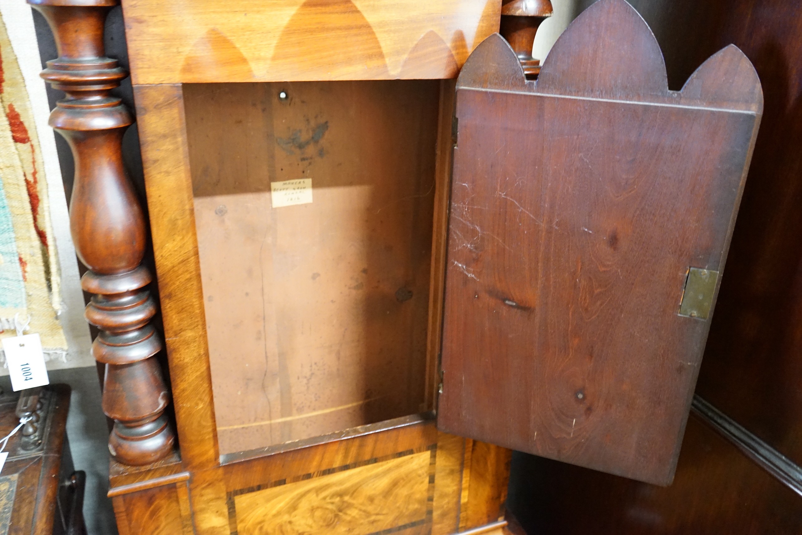 A Victorian mahogany 8 day longcase clock with painted dial marked Scott & Sons, Kendall, height 230cm